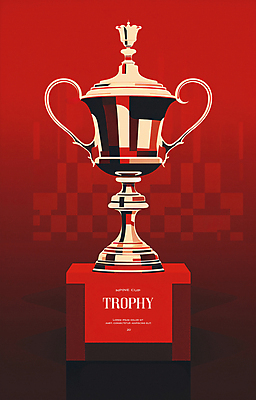 PSD 편집이미지 포스터 타이포그라피 사람없음 빨간색 우승 빈티지 수상_상을받음 상패 트로피 명예 시상 이미지편집 문자 컬러 컨셉 최고 상_우승 파일형식