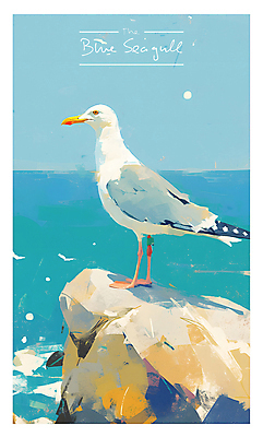 PSD 일러스트 자연 갈매기 하늘 타이포그라피 해변 사람없음 물 여름 파란색 평화 바위 고독 카피스페이스 국내일러스트 자연요소 문자 계절 감정 바다 컬러 컨셉 조류 공백 돌_바위 생태계 파일형식