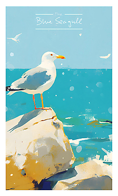 PSD 일러스트 자연 갈매기 하늘 타이포그라피 해변 사람없음 물 여름 파란색 평화 바위 고독 카피스페이스 국내일러스트 자연요소 문자 계절 감정 바다 컬러 컨셉 조류 공백 돌_바위 생태계 파일형식