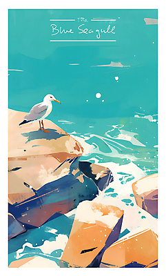 PSD 일러스트 자연 갈매기 하늘 타이포그라피 해변 사람없음 물 여름 파란색 평화 바위 고독 카피스페이스 국내일러스트 자연요소 문자 계절 감정 바다 컬러 컨셉 조류 공백 돌_바위 생태계 파일형식