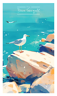 PSD 일러스트 자연 갈매기 하늘 타이포그라피 해변 사람없음 물 여름 파란색 평화 바위 고독 카피스페이스 국내일러스트 자연요소 문자 계절 감정 바다 컬러 컨셉 조류 공백 돌_바위 생태계 파일형식