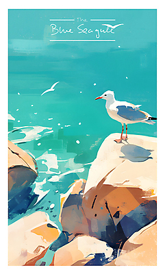 PSD 일러스트 자연 갈매기 하늘 타이포그라피 해변 사람없음 물 여름 파란색 평화 바위 고독 카피스페이스 국내일러스트 자연요소 문자 계절 감정 바다 컬러 컨셉 조류 공백 돌_바위 생태계 파일형식