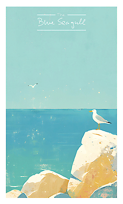 PSD 일러스트 자연 갈매기 하늘 타이포그라피 해변 사람없음 물 여름 파란색 평화 바위 고독 카피스페이스 국내일러스트 자연요소 문자 계절 감정 바다 컬러 컨셉 조류 공백 돌_바위 생태계 파일형식