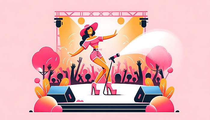 JPG 전신 나무 모자 여자 분홍색 일러스트 한명 성인 물 파티 공연 기쁨 무대 춤 풀잎 군중 즐거움 활기 물총 성인여자한명만 여름축제 국내일러스트 AI일러스트 AI콘텐츠 자연요소 식물 1 잡화 감정 컬러 컨셉 잎 문화예술 사람 이벤트 축제 풀_식물 여자한명만 성인여자만 파일형식 여름_계절