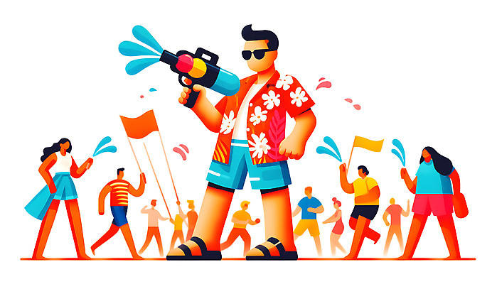 JPG 전신 여자 남자 일러스트 들기 여러명 성인 물 선글라스 파티 기쁨 깃발 즐거움 활기 물총 성인만 여름축제 국내일러스트 AI일러스트 AI콘텐츠 자연요소 감정 안경 다수 컨셉 모션 사람 이벤트 축제 파일형식 여름_계절