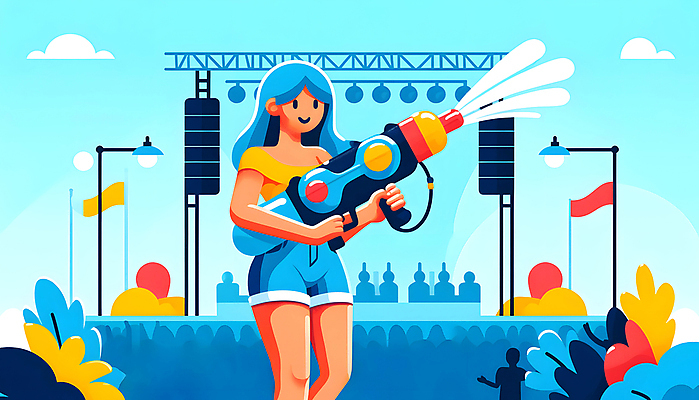 JPG 전신 여자 가로등 일러스트 한명 들기 성인 물 파란색 파티 기쁨 무대 군중 즐거움 활기 물총 성인여자한명만 여름축제 국내일러스트 AI일러스트 AI콘텐츠 자연요소 1 공공시설 감정 컬러 컨셉 모션 사람 이벤트 축제 여자한명만 성인여자만 파일형식 여름_계절