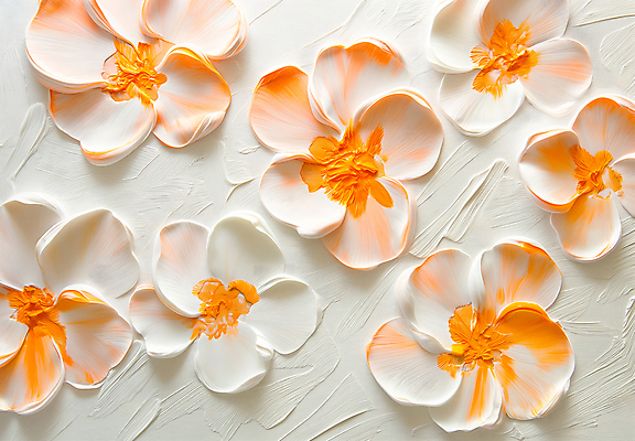 JPG 편집이미지 디자인 꽃 예술 패턴 자연 페인팅 붓터치 사람없음 주황색 물감 화려 질감 캔버스 감성 카피스페이스 편집실사 식물 컬러 컨셉 무늬 공백 미술도구 CG 생태계 파일형식