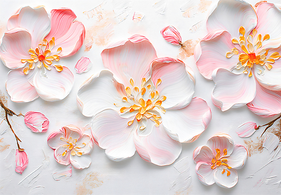 JPG 편집이미지 디자인 꽃 예술 분홍색 패턴 자연 페인팅 붓터치 사람없음 물감 화려 질감 캔버스 감성 카피스페이스 편집실사 식물 컬러 컨셉 무늬 공백 미술도구 CG 생태계 파일형식