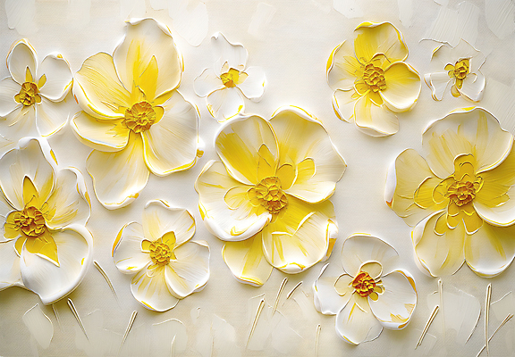 JPG 편집이미지 디자인 꽃 예술 패턴 자연 페인팅 붓터치 사람없음 노란색 물감 화려 질감 캔버스 감성 카피스페이스 편집실사 식물 컬러 컨셉 무늬 공백 미술도구 CG 생태계 파일형식