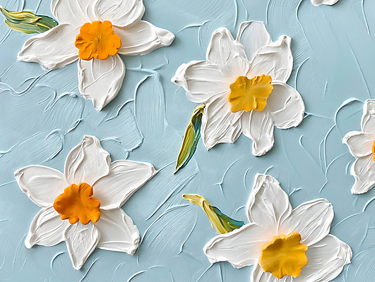 JPG 편집이미지 디자인 꽃 예술 패턴 자연 페인팅 붓터치 사람없음 파란색 물감 흰색 화려 질감 캔버스 감성 카피스페이스 편집실사 식물 컬러 컨셉 무늬 공백 미술도구 CG 생태계 파일형식