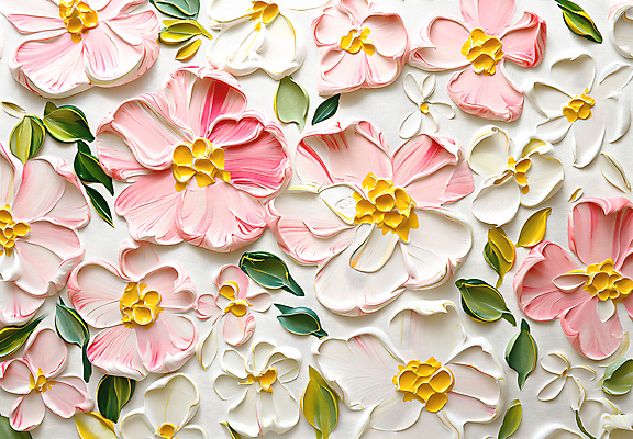 JPG 편집이미지 디자인 꽃 예술 분홍색 패턴 자연 페인팅 붓터치 사람없음 물감 화려 질감 캔버스 감성 카피스페이스 편집실사 식물 컬러 컨셉 무늬 공백 미술도구 CG 생태계 파일형식