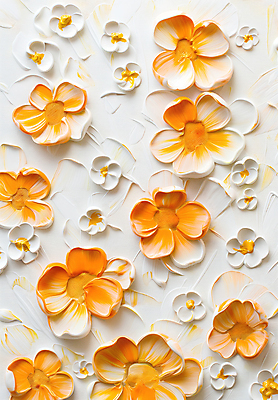 JPG 편집이미지 디자인 꽃 예술 패턴 자연 페인팅 붓터치 사람없음 주황색 물감 화려 질감 캔버스 감성 카피스페이스 편집실사 식물 컬러 컨셉 무늬 공백 미술도구 CG 생태계 파일형식