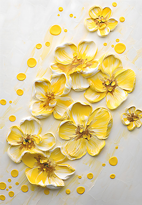 JPG 편집이미지 디자인 꽃 예술 패턴 자연 페인팅 붓터치 사람없음 노란색 물감 화려 질감 캔버스 감성 카피스페이스 편집실사 식물 컬러 컨셉 무늬 공백 미술도구 CG 생태계 파일형식