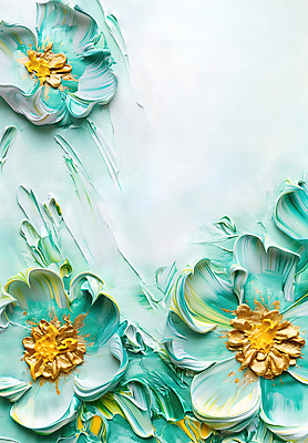 JPG 편집이미지 디자인 꽃 예술 패턴 자연 페인팅 붓터치 사람없음 물감 화려 질감 청록색 캔버스 감성 카피스페이스 편집실사 식물 컬러 컨셉 무늬 공백 미술도구 CG 생태계 파일형식