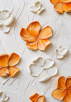 JPG 편집이미지 디자인 꽃 예술 패턴 오렌지 자연 페인팅 붓터치 사람없음 주황색 물감 화려 질감 캔버스 감성 카피스페이스 편집실사 식물 컬러 컨셉 무늬 과일 공백 미술도구 CG 생태계 파일형식