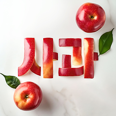 JPG 편집이미지 디자인 조각 잎 단면 타이포그라피 사람없음 빨간색 사과 디지털합성 창의력 편집소스 편집실사 AI컴퓨터그래픽 AI콘텐츠 식물 문자 컬러 과일 CG 파일형식