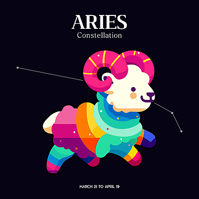 일러스트 밤하늘 뿔 타이포그라피 사람없음 컬러풀 양 신비 점성술 양자리 국내일러스트 AI파일 문자 컬러 컨셉 포유류 하늘 별자리 야간 파일형식 벡터