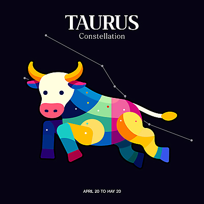 일러스트 밤하늘 타이포그라피 사람없음 컬러풀 신비 황소 점성술 황소자리 국내일러스트 AI파일 문자 컬러 컨셉 하늘 별자리 소 야간 파일형식 벡터