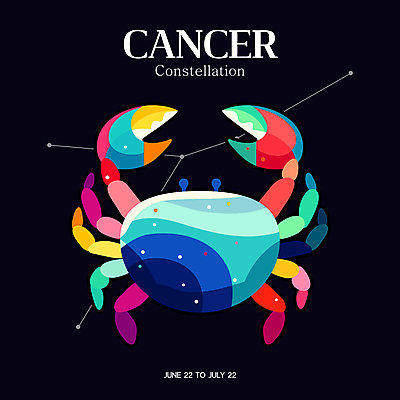 일러스트 밤하늘 타이포그라피 사람없음 컬러풀 게 신비 점성술 게자리 국내일러스트 AI파일 문자 컬러 컨셉 하늘 갑각류 별자리 야간 파일형식 벡터