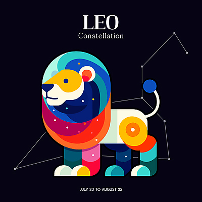 일러스트 밤하늘 타이포그라피 사람없음 컬러풀 사자 신비 점성술 사자자리 국내일러스트 AI파일 문자 컬러 컨셉 포유류 하늘 별자리 야간 파일형식 벡터