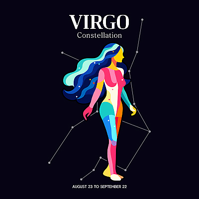 여자 일러스트 밤하늘 한명 성인 타이포그라피 컬러풀 신비 점성술 처녀자리 성인여자한명만 국내일러스트 AI파일 문자 1 컬러 컨셉 하늘 사람 별자리 야간 여자한명만 성인여자만 파일형식 벡터