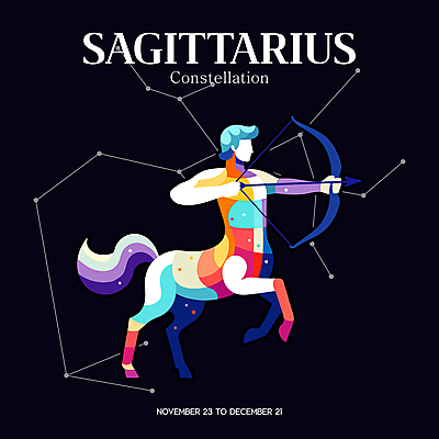 남자 일러스트 밤하늘 화살 한명 들기 성인 타이포그라피 컬러풀 말_동물 신비 궁수자리 활 점성술 궁수 성인남자한명만 국내일러스트 AI파일 문자 1 컬러 컨셉 포유류 모션 하늘 사람 별자리 야간 남자한명만 성인남자만 파일형식 벡터