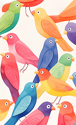 JPG 패턴 일러스트 조류 수채화 사람없음 컬러풀 평화 귀여움 그림 국내일러스트 AI일러스트 AI콘텐츠 동물 컬러 컨셉 무늬 파일형식