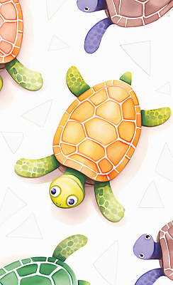 JPG 바다 패턴 일러스트 자연 수채화 사람없음 컬러풀 귀여움 수중동물 거북이 그림 국내일러스트 AI일러스트 AI콘텐츠 동물 컬러 컨셉 무늬 파충류 생태계 파일형식