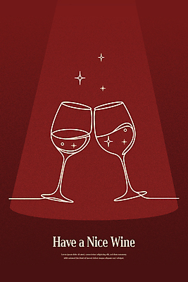 와인잔 일러스트 타이포그라피 사람없음 빨간색 반짝임 분위기 레드와인 라인아트 건배 드로잉 국내일러스트 AI파일 문자 선 컬러 컨셉 술잔 모션 미술 와인 파일형식 벡터