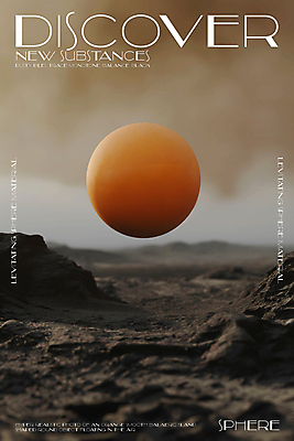 PSD 편집이미지 디자인 포스터 모래 미래 타이포그라피 사람없음 3D 주황색 바위 원형 신비 질감 먼지 공중부양 카피스페이스 이미지편집 편집3D 도형 문자 컬러 컨셉 공백 돌_바위 디지털합성 파일형식