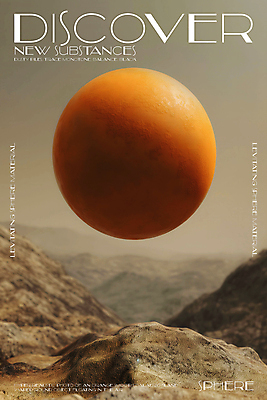 PSD 편집이미지 디자인 포스터 모래 미래 타이포그라피 사람없음 3D 주황색 바위 원형 신비 질감 먼지 공중부양 카피스페이스 이미지편집 편집3D 도형 문자 컬러 컨셉 공백 돌_바위 디지털합성 파일형식