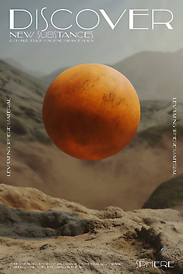 PSD 편집이미지 디자인 포스터 모래 미래 타이포그라피 사람없음 3D 주황색 바위 원형 신비 질감 먼지 공중부양 카피스페이스 이미지편집 편집3D 도형 문자 컬러 컨셉 공백 돌_바위 디지털합성 파일형식