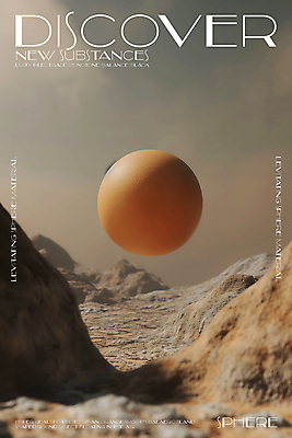 PSD 편집이미지 디자인 포스터 모래 미래 타이포그라피 사람없음 3D 주황색 바위 원형 신비 질감 먼지 공중부양 카피스페이스 이미지편집 편집3D 도형 문자 컬러 컨셉 공백 돌_바위 디지털합성 파일형식