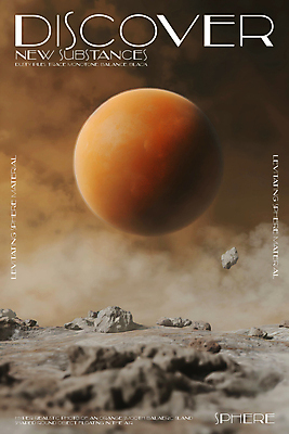 PSD 편집이미지 디자인 포스터 모래 미래 타이포그라피 사람없음 3D 주황색 바위 원형 신비 질감 먼지 공중부양 카피스페이스 이미지편집 편집3D 도형 문자 컬러 컨셉 공백 돌_바위 디지털합성 파일형식