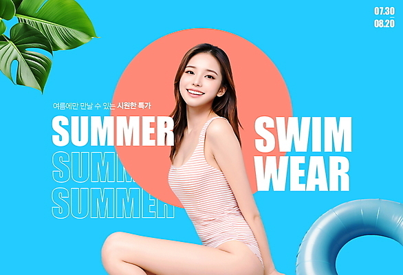 PSD 편집이미지 응시 여자 수영복 한명 미소 사람 20대 성인 옆모습 여름 파란색 쇼핑 세일 자신감 튜브 열대잎 의료성형뷰티 성인여자한명만 여름맞이 이미지편집 1 시선 옷 계절 감정 뷰포인트 컬러 잎 표정 청년 여자한명만 성인여자만 파일형식 여름_계절