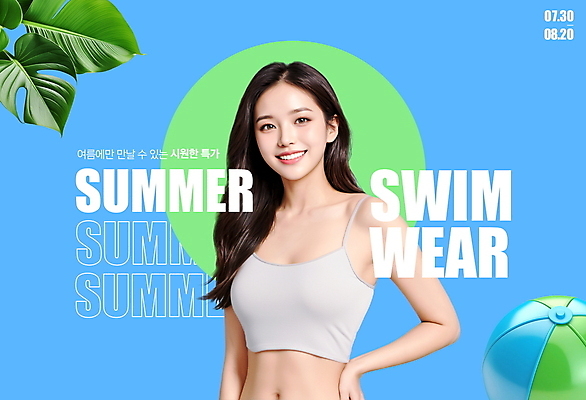 PSD 편집이미지 응시 여자 수영복 허리손 한명 미소 사람 20대 성인 여름 파란색 쇼핑 세일 자신감 비치볼 열대잎 의료성형뷰티 성인여자한명만 여름맞이 이미지편집 1 시선 옷 계절 감정 컬러 포즈 잎 공 바캉스용품 표정 청년 여자한명만 성인여자만 파일형식 여름_계절