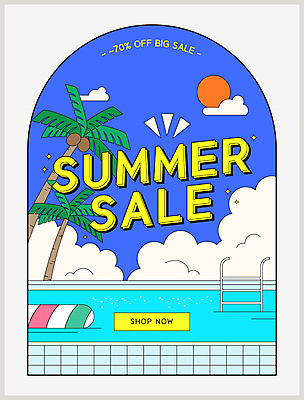 구름 배너 일러스트 사다리 하늘 수영장 이벤트 사람없음 여름 파란색 반짝임 야자수 태양 세일 시원함 튜브 국내일러스트 AI파일 자연요소 나무 계절 컬러 모션 도구 파일형식 벡터