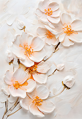 JPG 편집이미지 디자인 꽃 예술 자연 페인팅 붓터치 사람없음 물감 흰색 화려 우아함 그림 캔버스 편집실사 식물 컬러 컨셉 미술도구 CG 생태계 파일형식