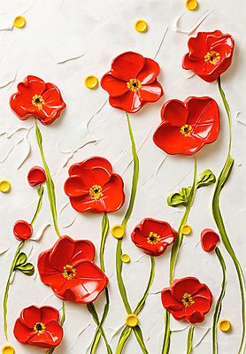 JPG 편집이미지 디자인 꽃 예술 자연 페인팅 붓터치 사람없음 빨간색 물감 화려 우아함 그림 캔버스 편집실사 식물 컬러 컨셉 미술도구 CG 생태계 파일형식