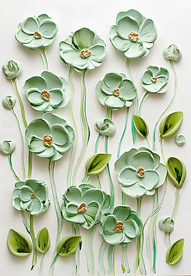 JPG 편집이미지 디자인 꽃 예술 자연 페인팅 붓터치 사람없음 초록색 물감 화려 우아함 그림 캔버스 편집실사 식물 컬러 컨셉 미술도구 CG 생태계 파일형식