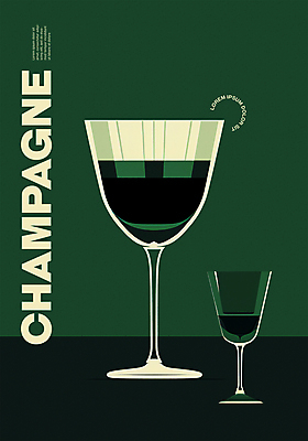 PSD 편집이미지 포스터 와인잔 사람없음 초록색 빈티지 샴페인 카피스페이스 미니멀 이미지편집 컬러 컨셉 술잔 주류 공백 파일형식