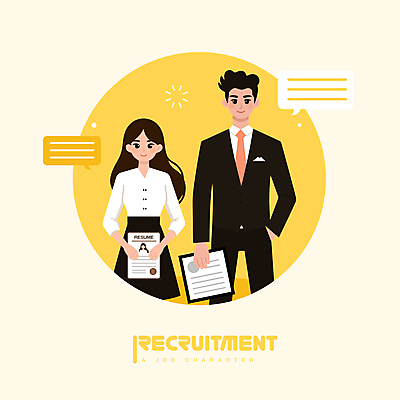전신 캐릭터 여자 남자 말풍선 일러스트 프레임 들기 정장 성인 두명 노란색 비즈니스맨 비즈니스우먼 주머니손 취업준비생 일자리 이력서 구인구직 채용공고 성인만 청년취업 일러캐릭터 AI파일 옷 컬러 비즈니스 모션 사람 구직 직장인 구인 채용 파일형식 벡터