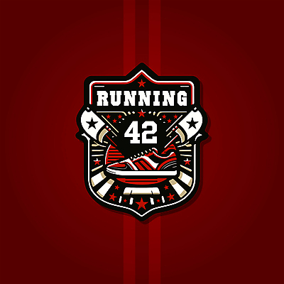 스포츠 운동화 일러스트 사람없음 빨간색 조깅 깃발 심볼 배지 대회 러닝 러닝화 엘리먼트 국내일러스트 AI파일 컬러 신발 운동 파일형식 벡터