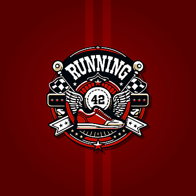 스포츠 운동화 날개 일러스트 사람없음 빨간색 조깅 깃발 심볼 배지 대회 러닝 러닝화 엘리먼트 국내일러스트 AI파일 컬러 신발 운동 파일형식 벡터