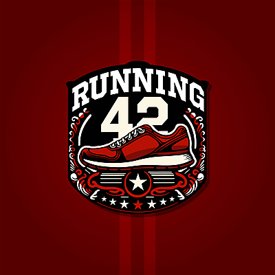 스포츠 운동화 일러스트 사람없음 빨간색 조깅 심볼 배지 대회 러닝 러닝화 엘리먼트 국내일러스트 AI파일 컬러 신발 운동 파일형식 벡터
