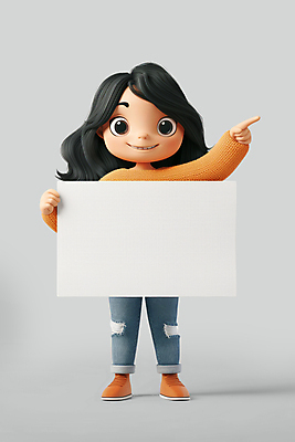 전신 PSD 편집이미지 여자 종이 어린이 사각프레임 프레임 3D캐릭터 한명 들기 소녀 손들기 귀여움 팻말 가리킴 시위 주장 참여 소녀한명만 카피스페이스 이미지편집 캐릭터 1 컨셉 모션 사람 손짓 사각형 공백 여자한명만 소녀만 파일형식