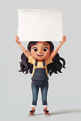 전신 PSD 편집이미지 여자 종이 어린이 사각프레임 프레임 3D캐릭터 한명 들기 소녀 손들기 귀여움 팻말 시위 주장 참여 소녀한명만 카피스페이스 이미지편집 캐릭터 1 컨셉 모션 사람 사각형 공백 여자한명만 소녀만 파일형식