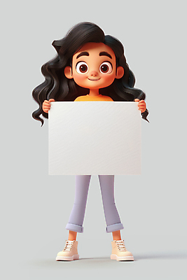 전신 PSD 편집이미지 여자 종이 어린이 사각프레임 프레임 3D캐릭터 한명 들기 소녀 귀여움 팻말 시위 주장 참여 소녀한명만 카피스페이스 이미지편집 캐릭터 1 컨셉 모션 사람 사각형 공백 여자한명만 소녀만 파일형식