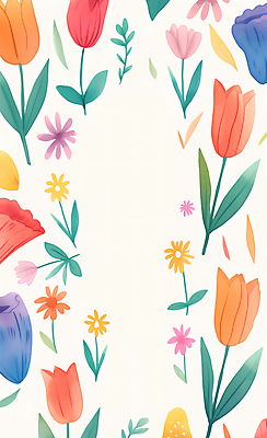 JPG 일러스트 자연 수채화 프레임 사람없음 컬러풀 귀여움 들꽃 튤립 그림 카피스페이스 국내일러스트 AI일러스트 AI콘텐츠 꽃 컬러 컨셉 공백 생태계 파일형식