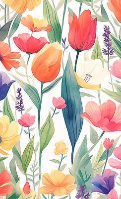 JPG 꽃 잎 일러스트 자연 수채화 사람없음 컬러풀 귀여움 그림 국내일러스트 AI일러스트 AI콘텐츠 식물 컬러 컨셉 생태계 파일형식